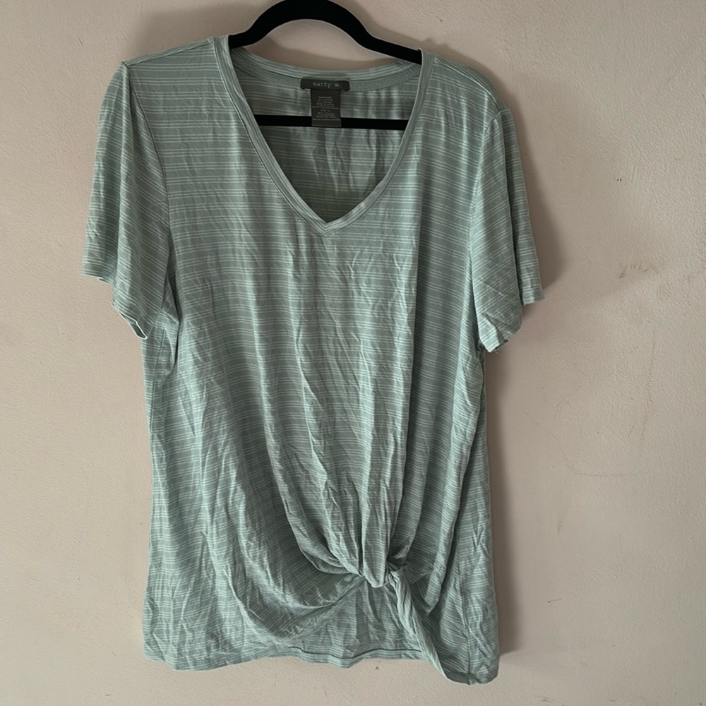 Gray and White Striped Matty M Top XL